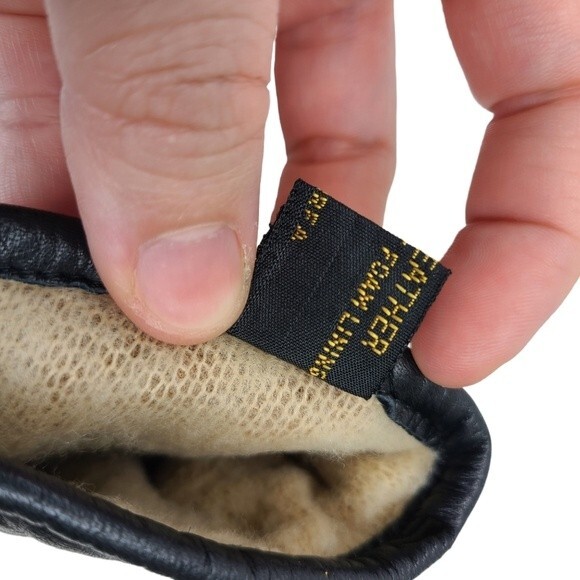 Black Leather Knit Winter Womens Gloves Small - Picture 11 of 14